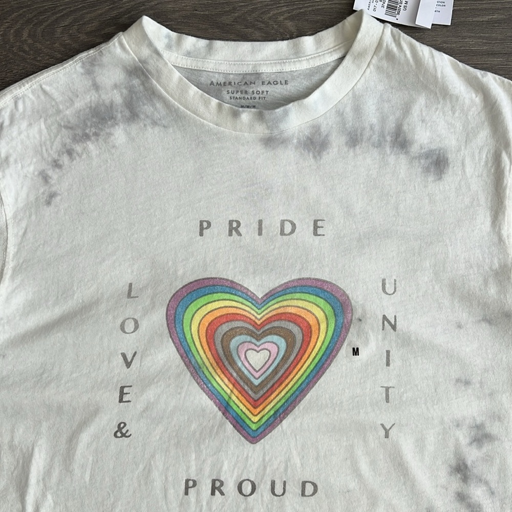 AMERICAN EAGLE Pride Graphic Tee Sz Medium Tie Dye Love & Unity Festival Tshirt - Picture 3 of 8